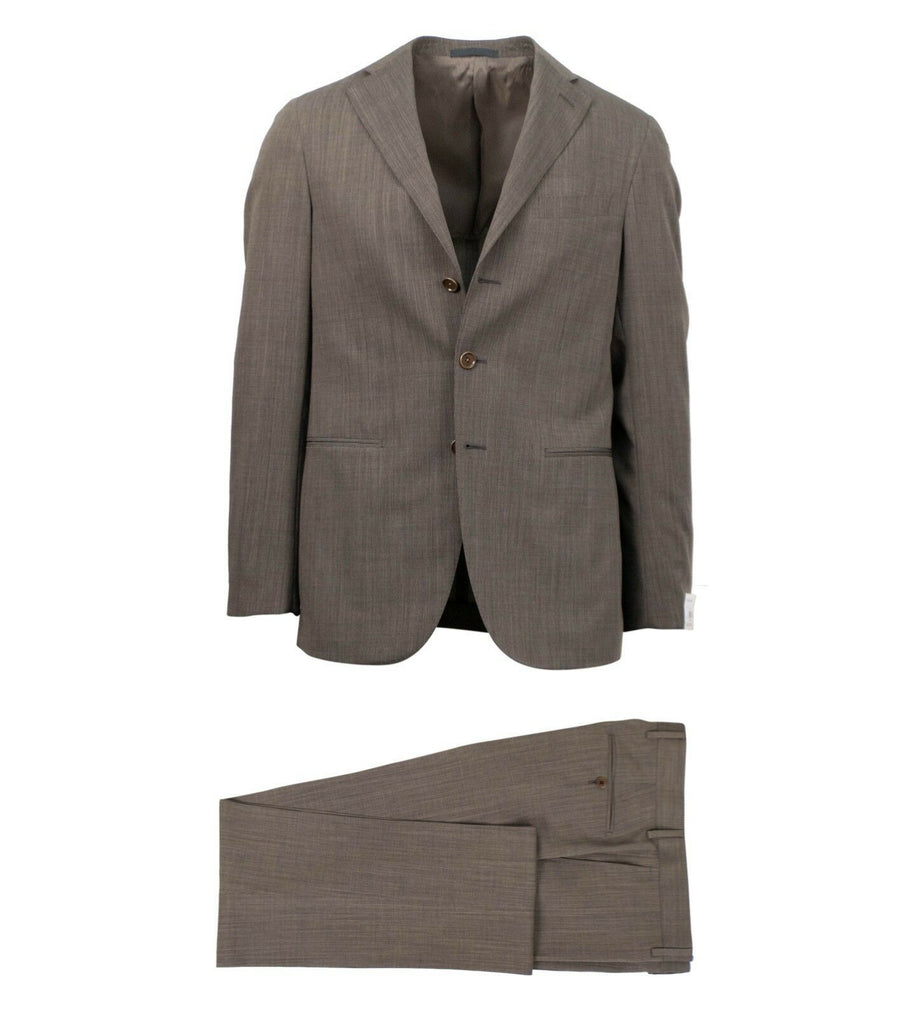Drop 8 Wool 3 Roll 2 Button Slim Fit Suit - Brown