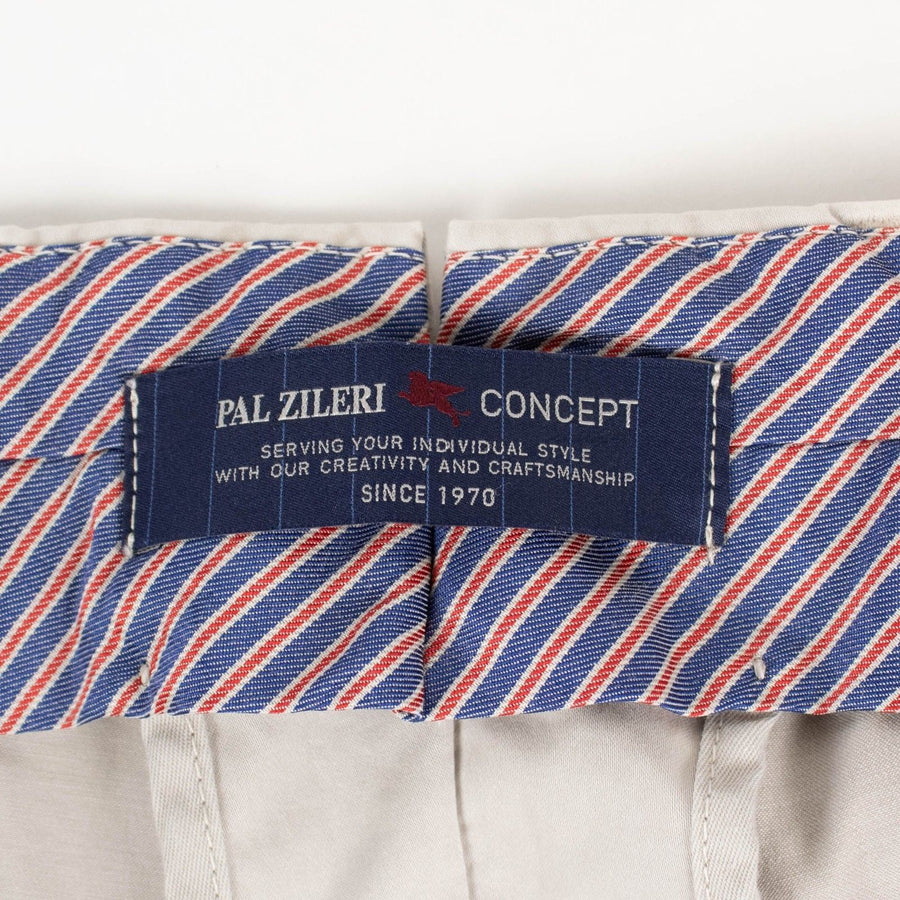 Beige Cotton Blend Dress Pants