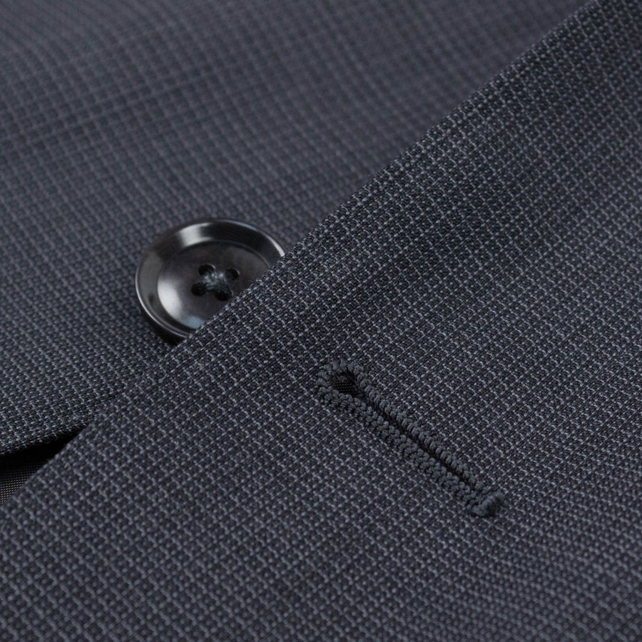 Drop 6 Micro Checked Wool Two Button Suit - Black