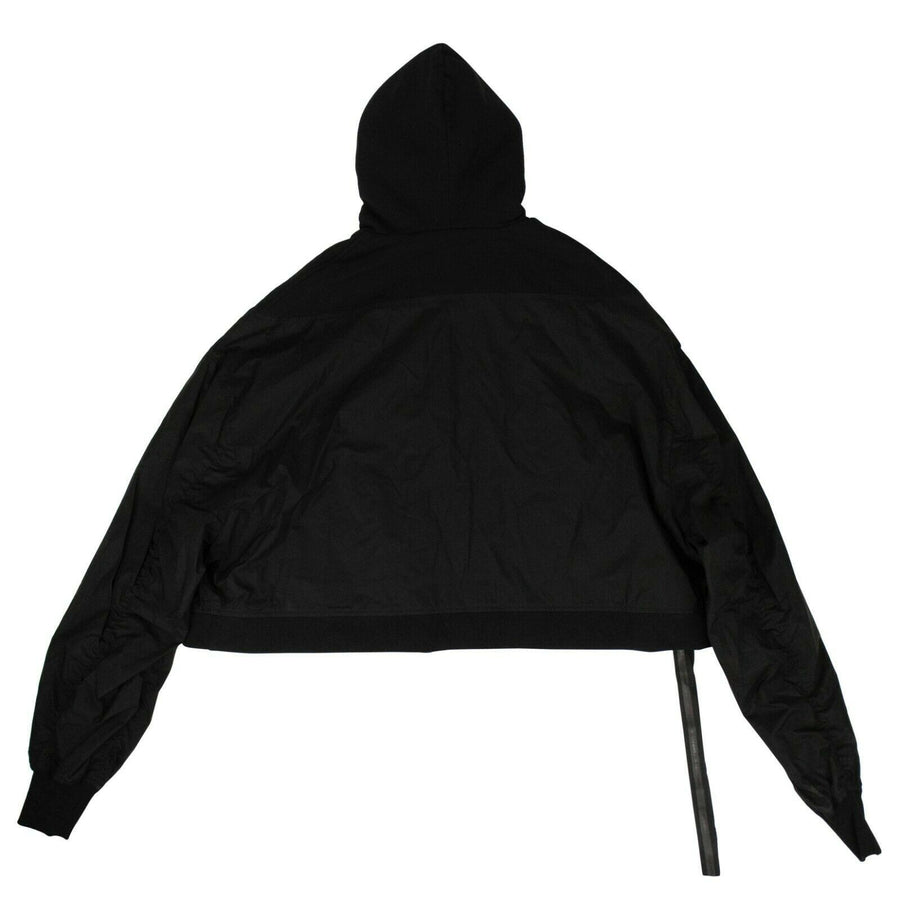 Cotton Hybrid Cropped Bomber Jacket - Black