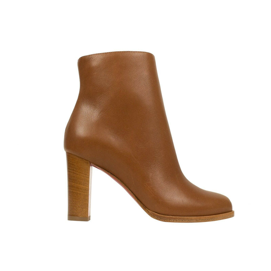 'Adox' 85mm Leather Boots Heels - Brown