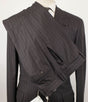 Dark Striped Wool 3/2 Button Suit - Brown
