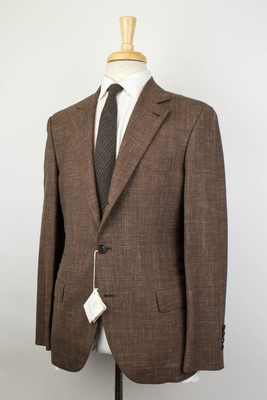 Wool Blend 3 Roll 2 Button Suit - Brown