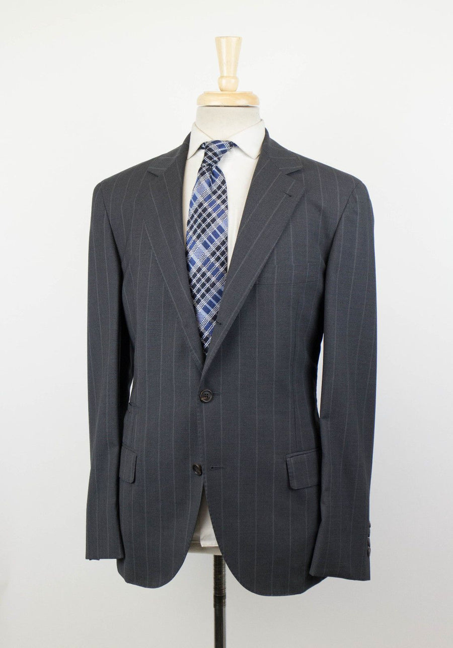 Striped Wool 3/2 Button Sport Coat - Gray