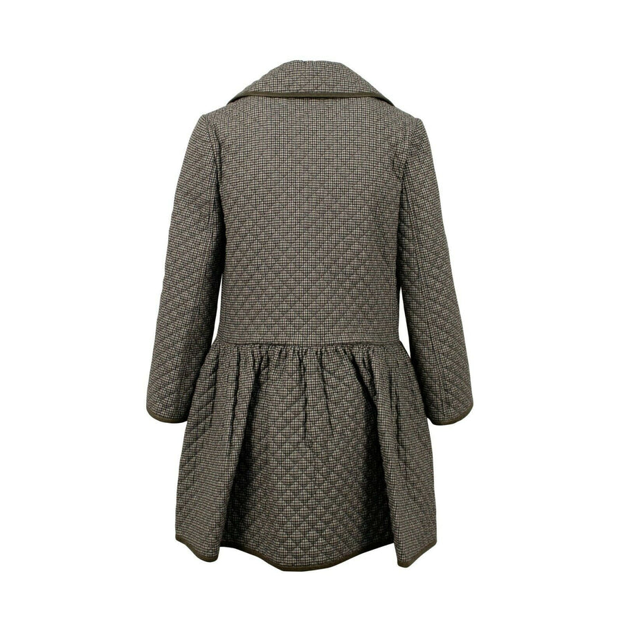 Houndstooth Quilted Double Breasted Coat - Brown