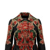A-Line Wool Large Floral Design Coat - Black / Red
