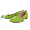 Leather Applique Loafer Flats - Green