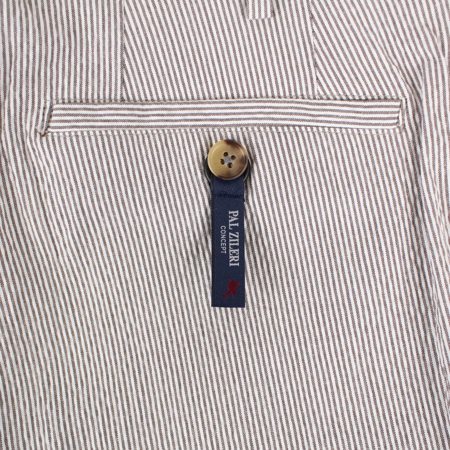 Gray Pinstripe Cotton Blend Dress Pants