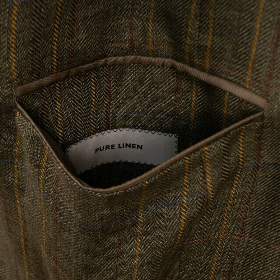 Drop 6 Plaid 3 Roll 2 Button Linen Sport Coat - Light Brown