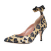 Leather Scalloped Bow Pumps - Leopard