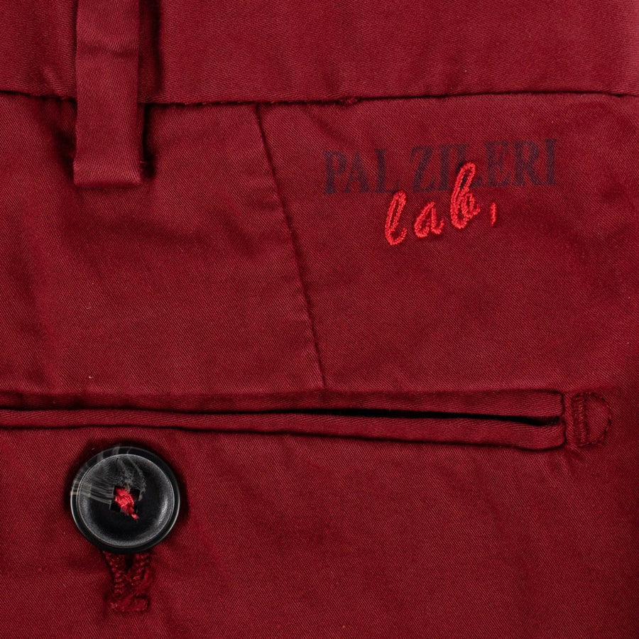 Red Cotton Blend Pants