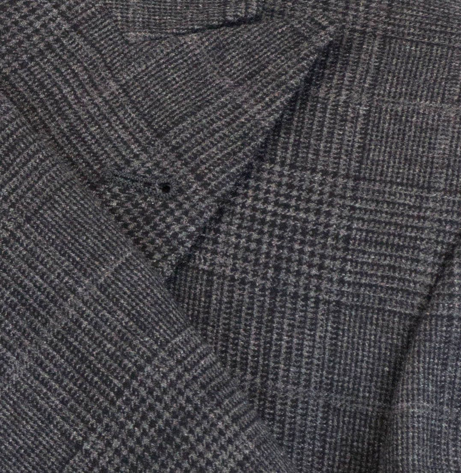 Cashmere Blend Glen Plaid Double Breasted Sport Coat - Gray