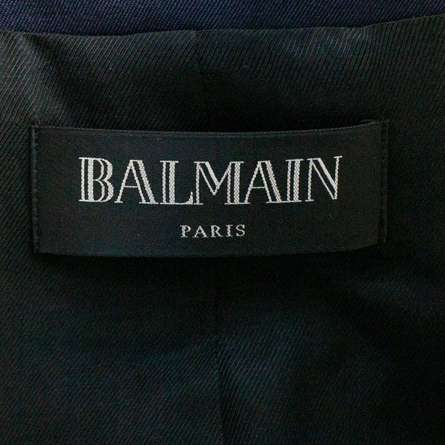 Wool Double Breasted Gold Buttons Blazer - Navy Blue