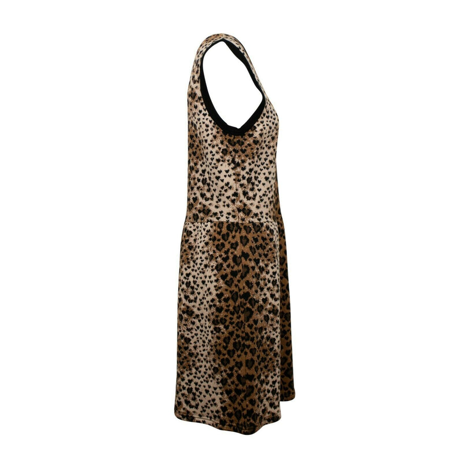 Fit And Flare Leopard Print Sleeveless Dress - Brown