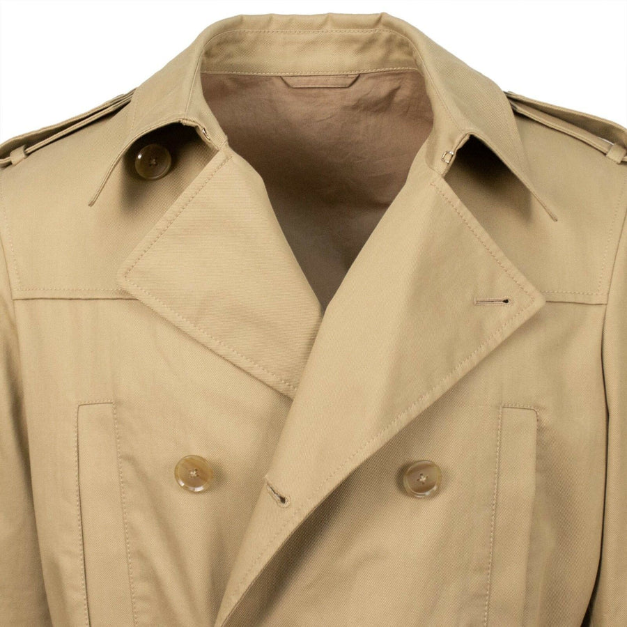 Double Breasted Cotton Trench Coat - Beige