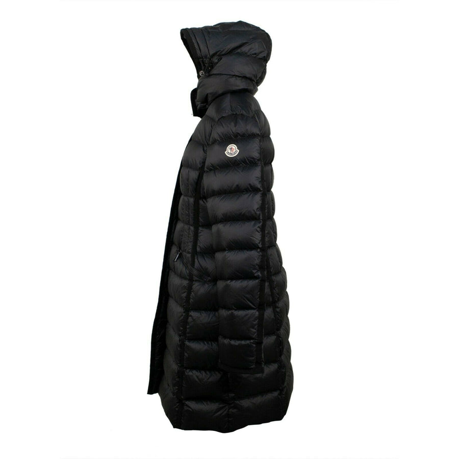 'Hermine' Down Filled Quilted Puffer Long Coat - Black