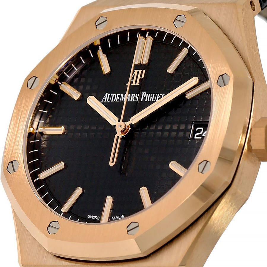 Audemars Piguet Royal Oak Rose Gold Black Strap Watch 15500OR.OO.D002CR.01