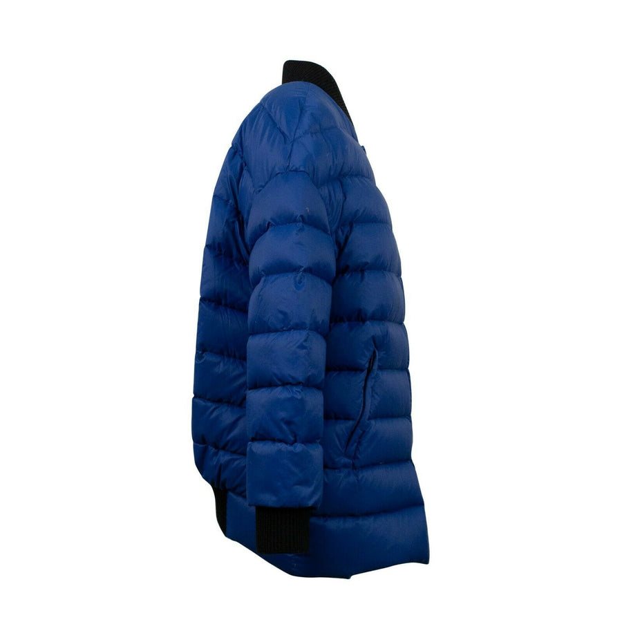 Long Zip Up Puffer Coat - Royal Blue