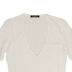 Short Sleeve Deep V Neck Knit T-Shirt - White