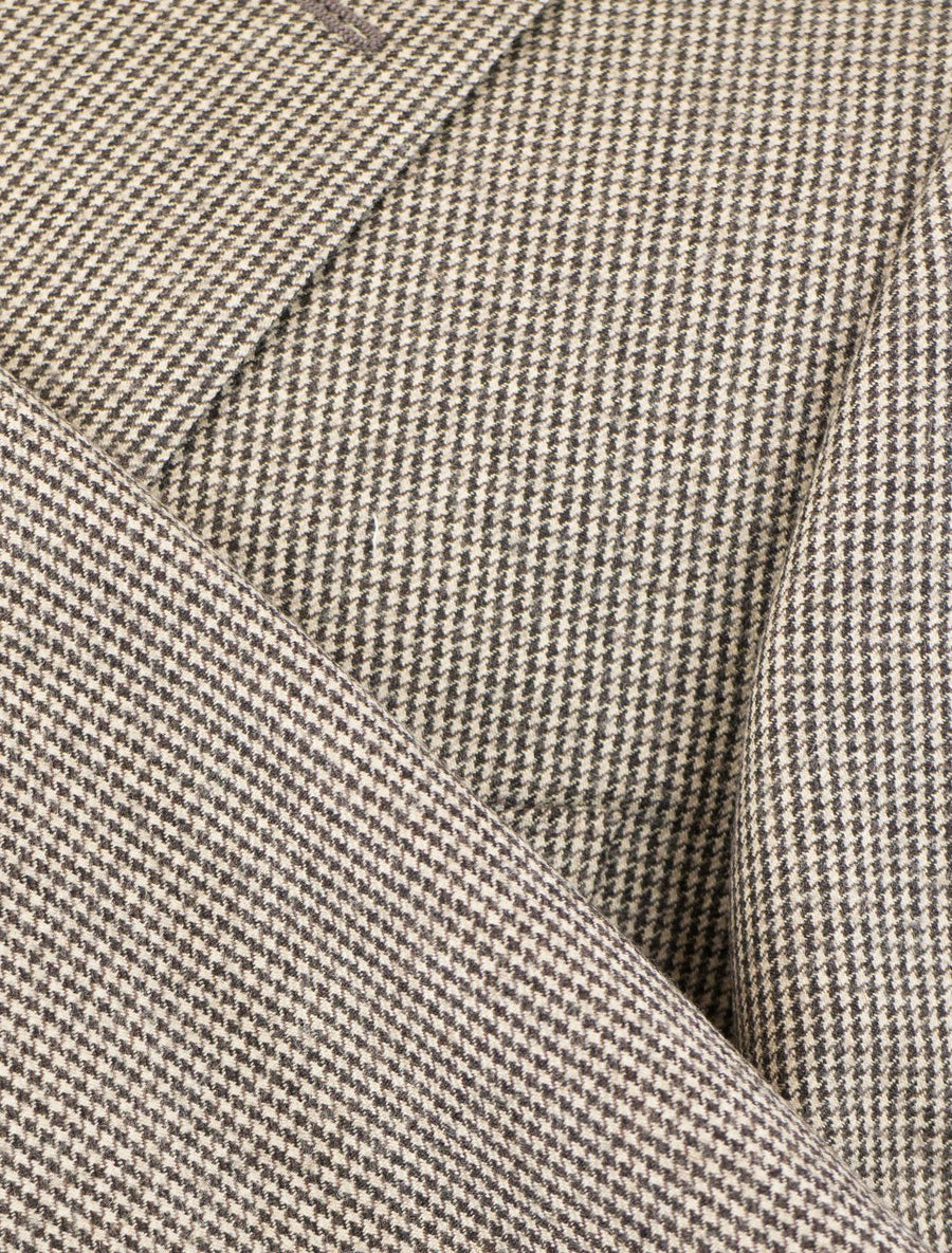 Houndstooth Wool 2 Button Suit - Brown