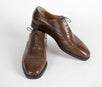 Leather Lace Up Cap Toe Oxfords - Brown