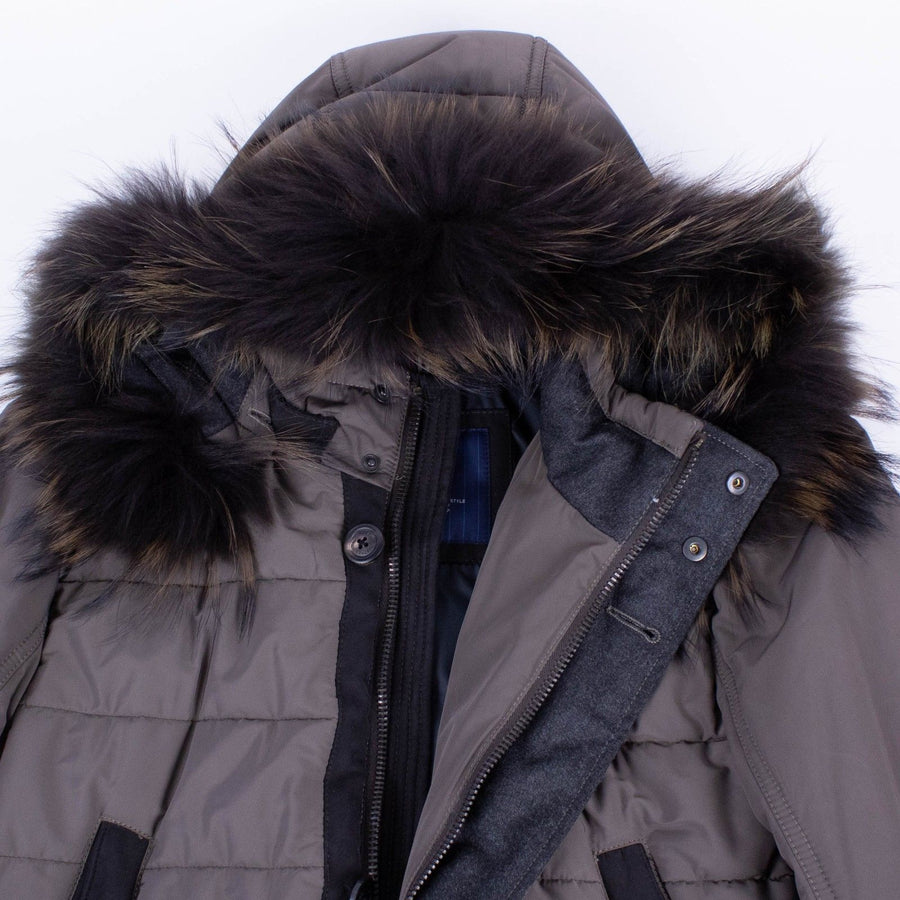 Brown Quilted Parka Coat