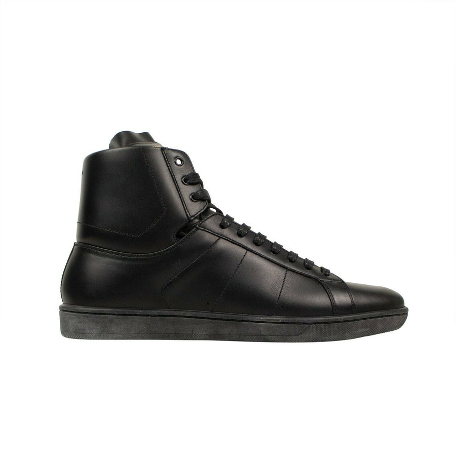 Wolly Leather High-Top Sneaker - Black