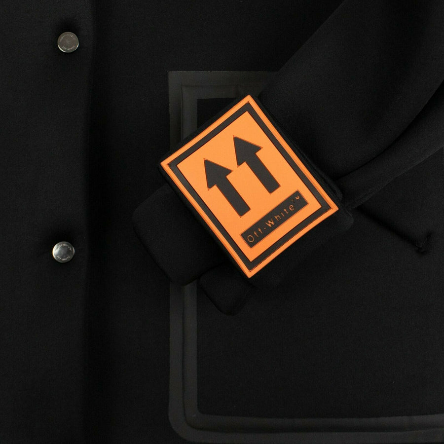 Oversize Scuba Button Front Jacket - Black / Orange