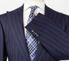 Drop 7 Thick Striped Cashmere Blend Suit - Navy / Purple