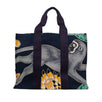 Cotton Printed Savana Dance Canvas Beach Bag - Navy