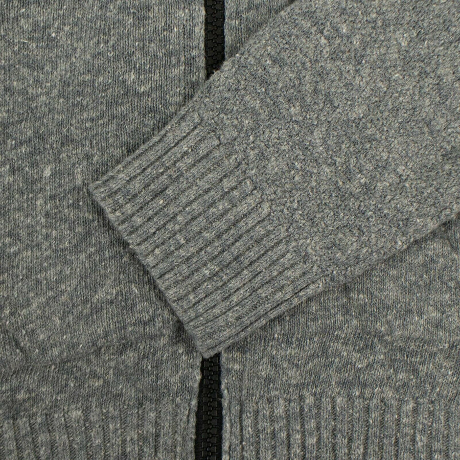 Linen Blend Zip-Up Hoodie - Light Gray