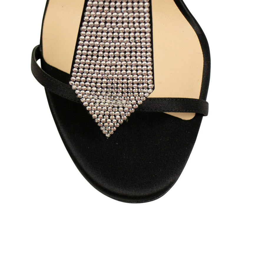 T Cab Satin Strass Sandal Pumps - Black
