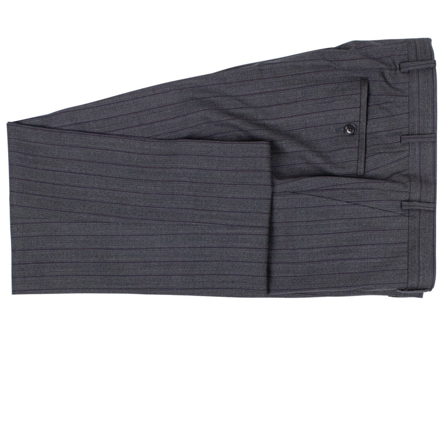 Drop 8 Striped Wool Two Button Suit - Charcoal Grey / Purple