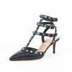 Rolling Rockstud Turquoise Caged Pumps - Black