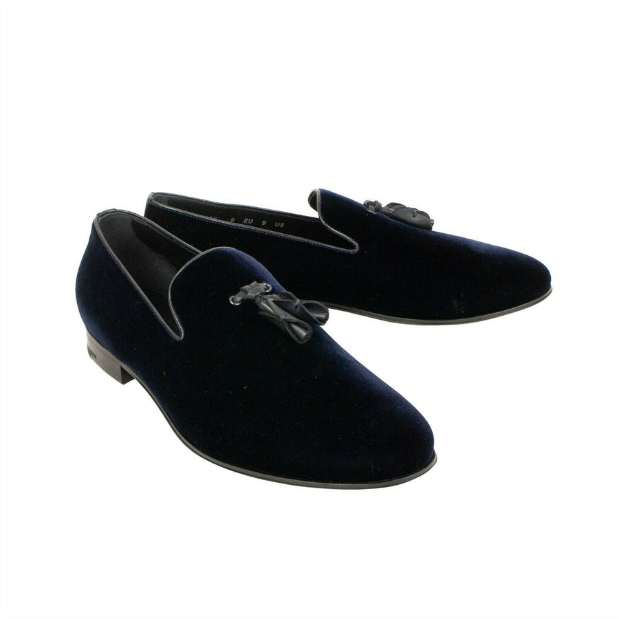 'Pietro' Velvet Loafers - Navy