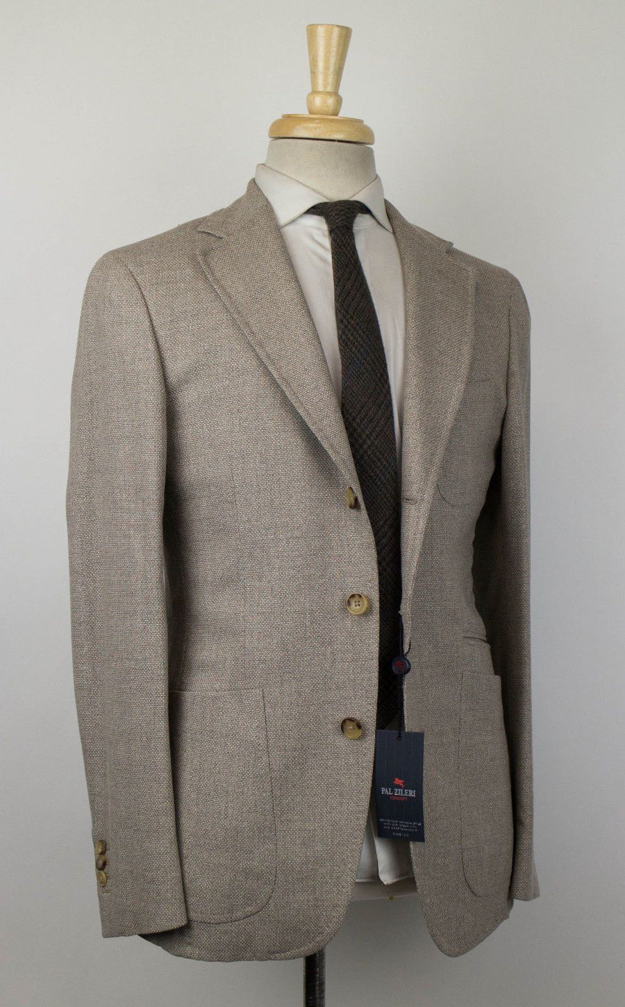 Wool Blend W/ Leather Sport Coat - Light Brown