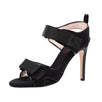 Suede Velcro Strap Sandal Pumps - Black