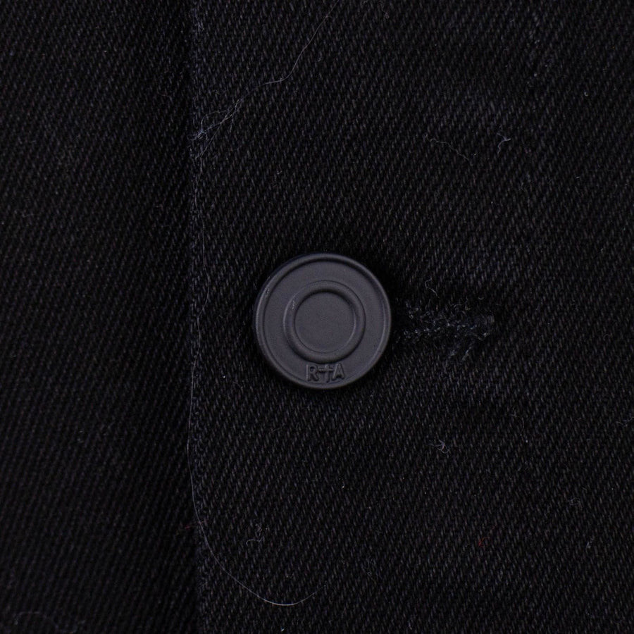 Max Contrast Sleeve Button Down Denim Jacket - Black