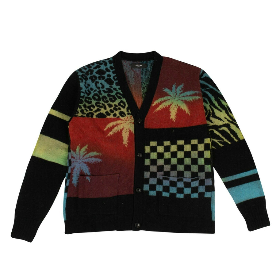 Knit Cashmere Patchwork Cardigan Sweater - Multicolor