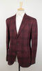 Tartan Check Wool Blend 3 Roll 2 Button Sport Coat - Red