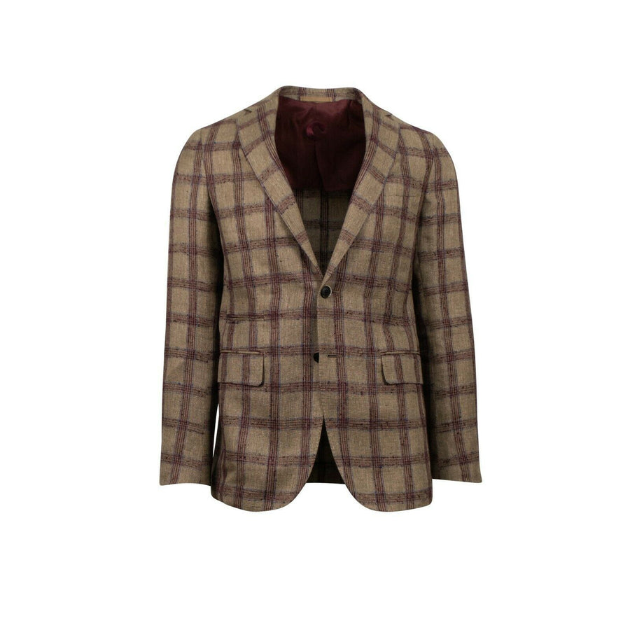 Drop 8 Plaid Silk Blend Two Button Sport Coat - Brown