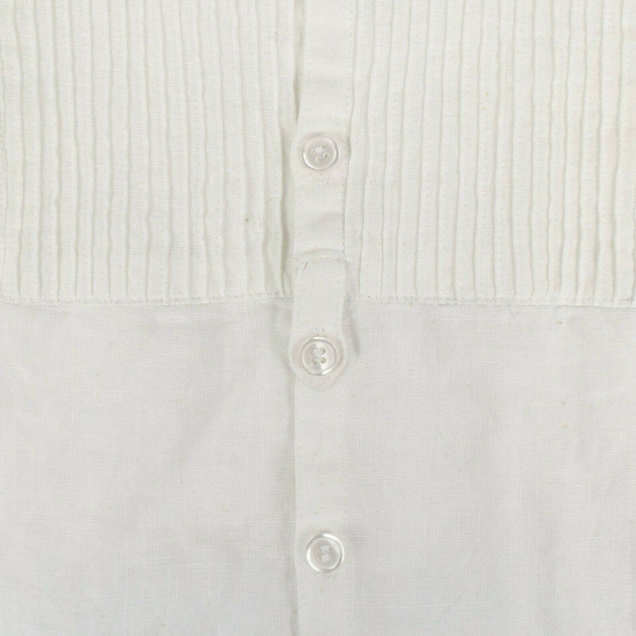 Linen Long Sleeve Tux Studio Shirt - White