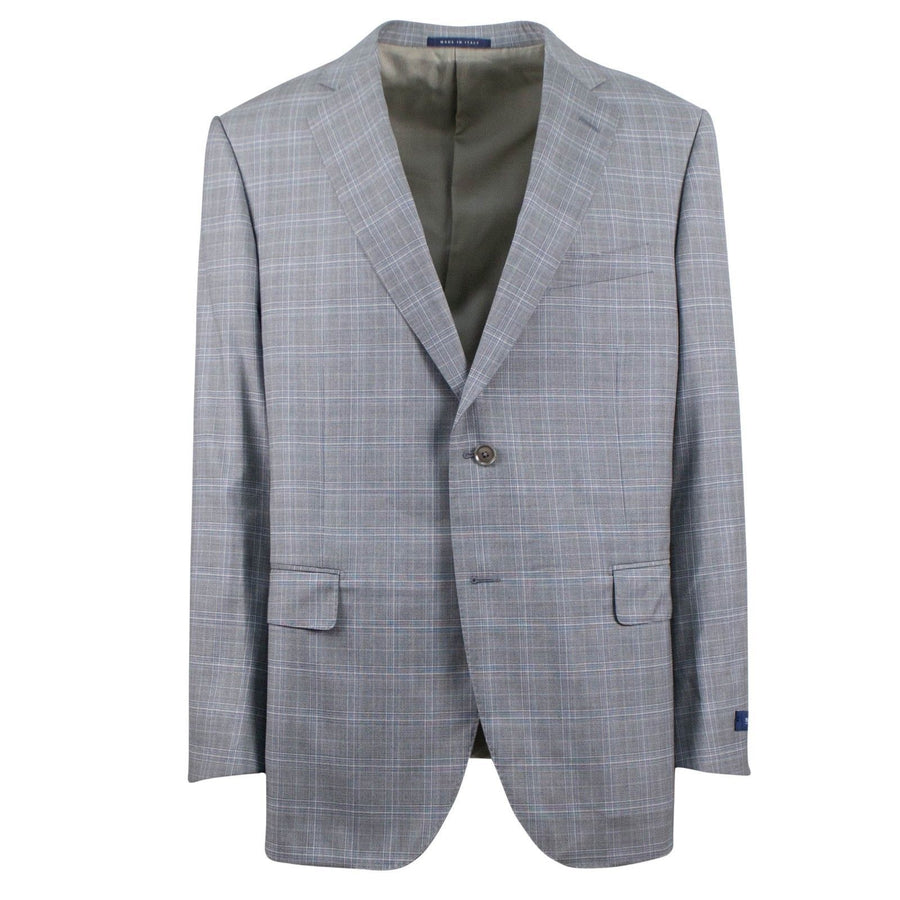 Drop 6 Plaid Check Wool Two Button Suit - Gray