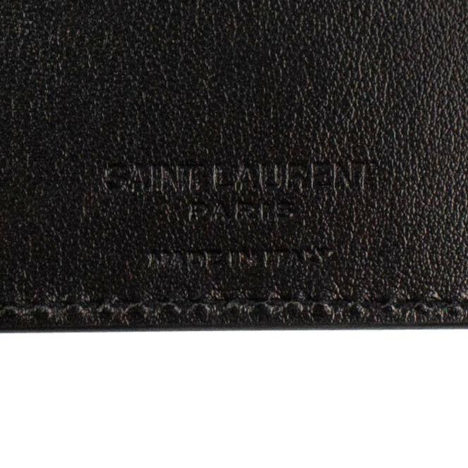 Embroidered Leather Bi-Fold Wallet - Black