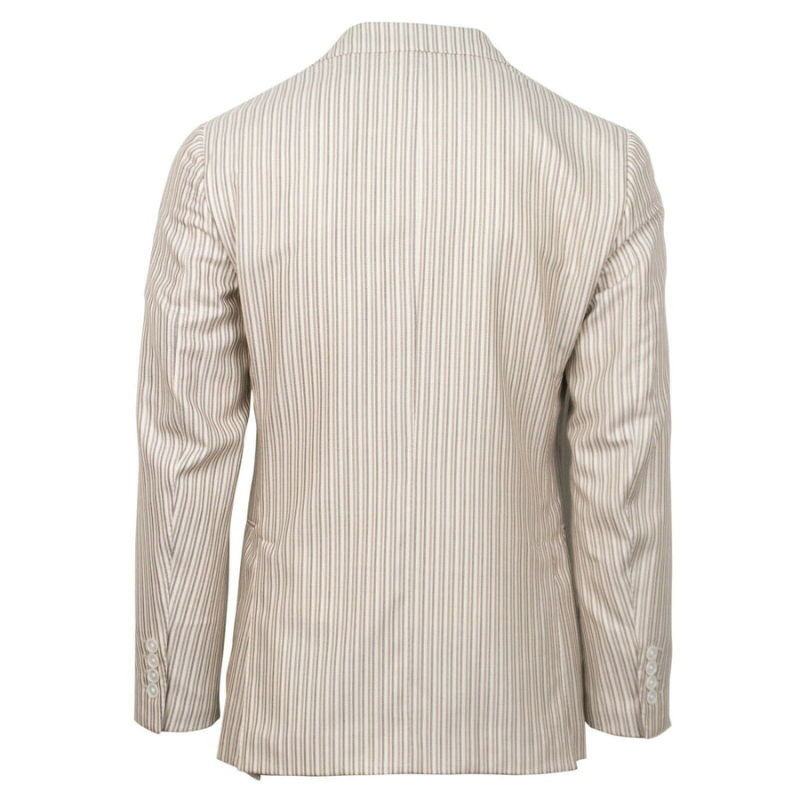 Drop 8 Striped Silk Blend 3 Roll 2 Button Sport Coat - Ivory