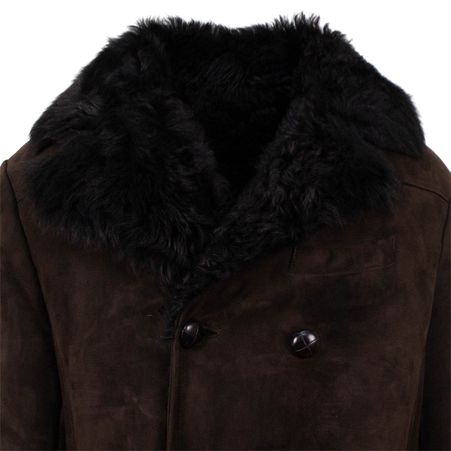 Caruso Suede Leather And Shearling Lined Topcoat - Brown