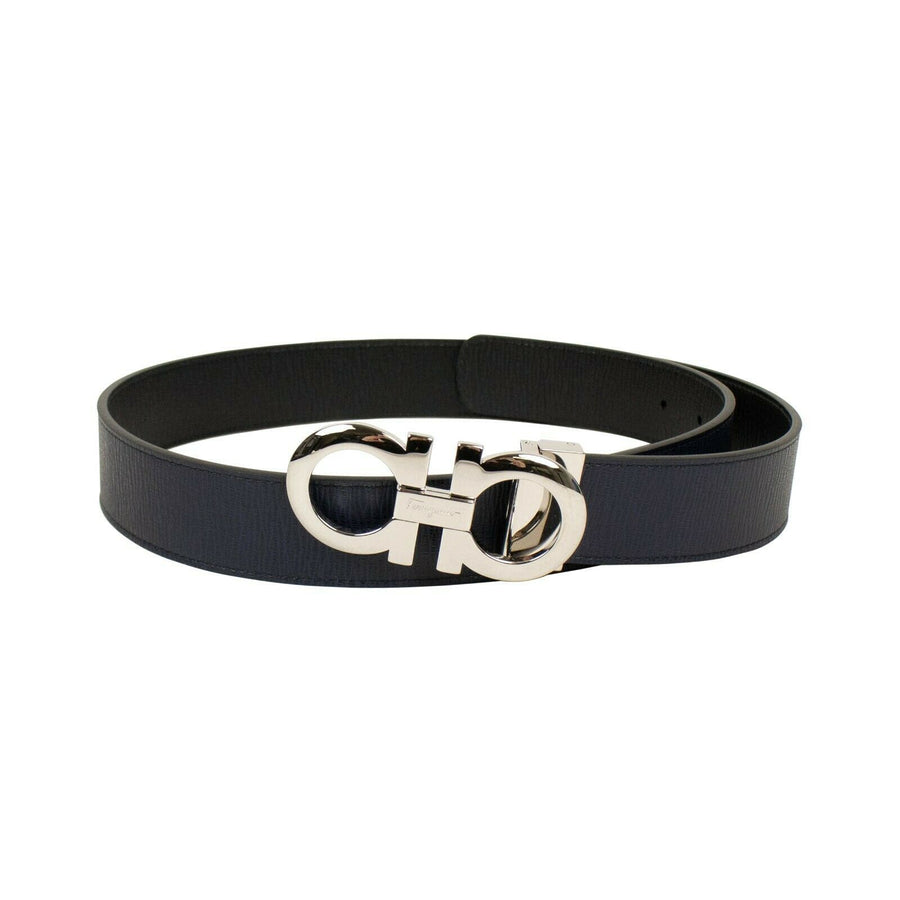 Reversible 'Gancini' Belt - Black/Blue