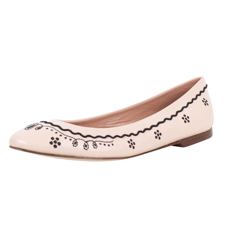 Leather Stitched Detailing Flats - Light Pink