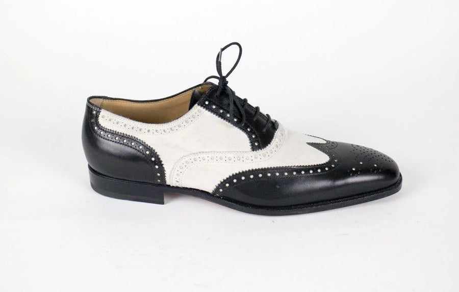 Leather & Suede Wingtip Oxfords - Black / White