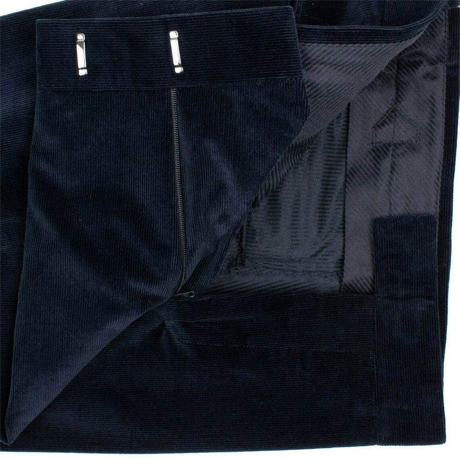 Cotton Blend Corduroy Pants - Navy Blue